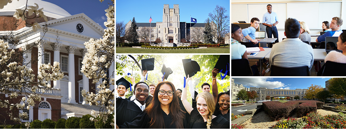 collage of college students and campuses